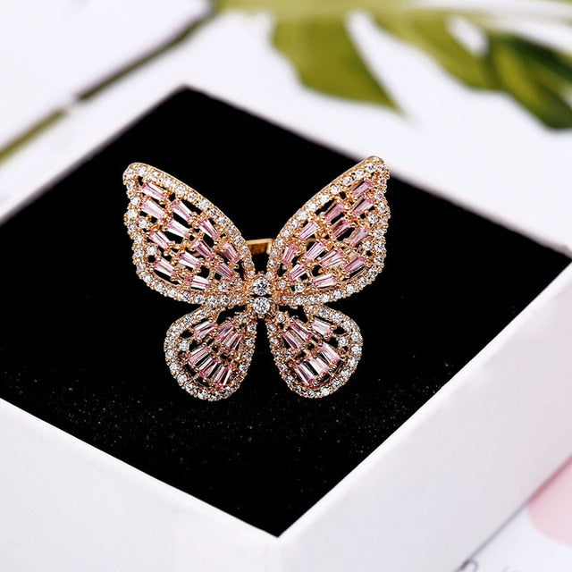 Buy 14K Cubic Zirconia Butterfly Gold Ring 483DA243 Online From Vaibhav  Jewellers