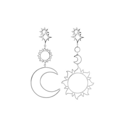 Hawaiian Sun Star Moon Hollow Metal Earrings